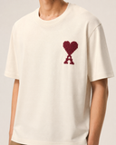 AMI PARIS AMI DE COEUR ZIGZAG EMBROIDERED T-SHIRT