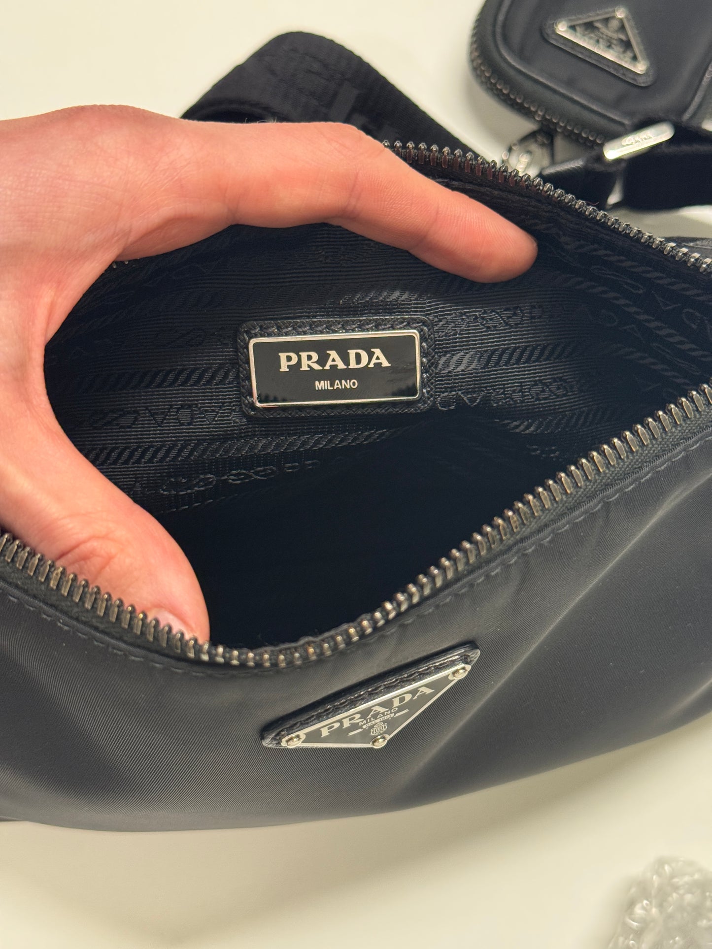 PRADA NYLON / SAFFIANO LEATHER SHOULDER BAG