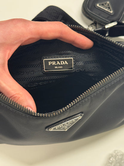 PRADA NYLON / SAFFIANO LEATHER SHOULDER BAG