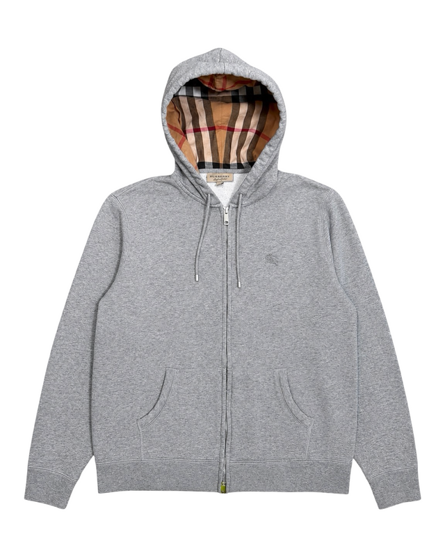 BURBERRY CHECK ZIP-UP HOODIE