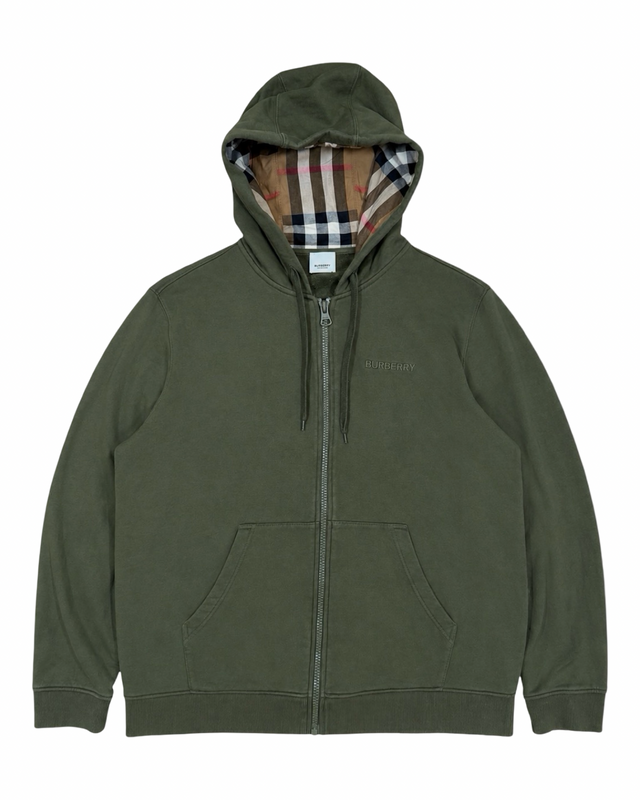 BURBERRY CHECK ZIP-UP HOODIE
