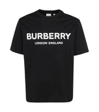 Black Burberry t-shirt with white text on a white background