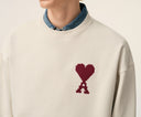 AMI PARIS AMI DE COEUR ZIGZAG EMBROIDERED SWEATSHIRT