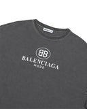 DRIPNORD Balenciaga charcoal grey cotton t-shirt with cracked logo print, size M fits L.