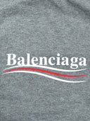 DRIPNORD grey cotton Balenciaga campaign hoodie with white and red wavy logo detail. Size S.