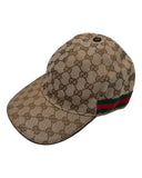 DRIPNORD beige GG canvas baseball cap with red and green stripe detail, size M.