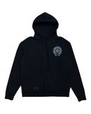 DRIPNORD black cotton hoodie with white Chrome Hearts logo on chest and 'CH' detail. Size M fits L.