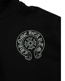 DRIPNORD black cotton hoodie with white Chrome Hearts logo graphic on chest. Size M fits L.