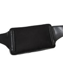 DRIPNORD black leather and mesh GG belt bag, adjustable strap, unisex design.