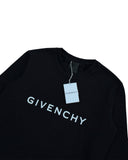 DRIPNORD black cotton Givenchy sweatshirt with white logo print on front. Crew neck, long sleeves, size M.