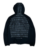 DRIPNORD black hooded puffer jacket with quilted nylon back and knit sleeves and body.