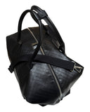 DRIPNORD black intrecciato-woven calfskin holdall duffel bag with twin carry handles and adjustable shoulder strap.