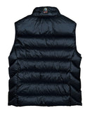 DRIPNORD black puffer vest with horizontal quilting and a high collar. Features a Parajumpers logo patch on the back neck.