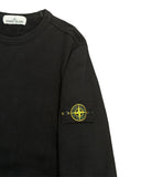 DRIPNORD black Stone Island crewneck sweatshirt with iconic compass badge on sleeve. Cotton material.