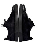 DRIPNORD black suede Christian Louboutin Junior Spikes sneakers with black spikes on the heel.