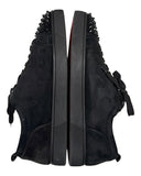 DRIPNORD black suede Christian Louboutin Junior Spikes sneakers with black spikes on the toe and red soles.