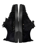 DRIPNORD black suede Christian Louboutin Junior Spikes sneakers with black spikes and laces.