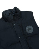 DRIPNORD Canada Goose Black Label vest, size L, featuring a black puffer design with a circular Canada Goose Arctic Program logo patch on the chest.