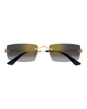 DRIPNORD Cartier Panther rimless sunglasses with gold frames and gradient grey lenses. Features panther head detail.