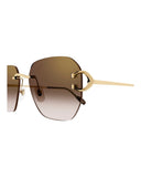 DRIPNORD Cartier Square rimless sunglasses with gradient brown lenses and gold accents. CT0394S.