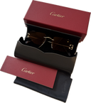 DRIPNORD Cartier rimless square sunglasses with gold accents and brown lenses. Includes original box and case.