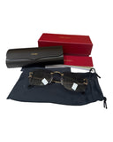 DRIPNORD Cartier rimless sunglasses with gold accents and patterned lenses. Includes original case and box.