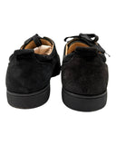 DRIPNORD Christian Louboutin Junior Spikes black suede low-top sneakers with laces and rubber soles.