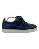 DRIPNORD Christian Louboutin Junior Spikes navy blue suede low-top sneakers with silver spikes on the toe.