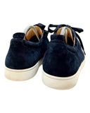 DRIPNORD Christian Louboutin Junior Spikes navy blue suede low-top sneakers with white soles.