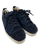 DRIPNORD Christian Louboutin Junior Spikes navy blue suede sneakers with black spikes on the toe.