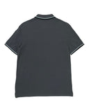 DRIPNORD dark grey short-sleeve polo shirt with contrasting white and light blue trim on collar and cuffs.