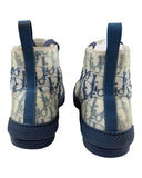 DRIPNORD Dior B23 Oblique high-top sneakers in white and blue monogram print with blue accents and soles.
