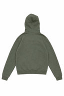 DRIPNORD DIOR CD ICON HOODIE in olive green cotton. Back view of a size S hooded sweatshirt with ribbed cuffs and hem.