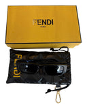 DRIPNORD Fendi FF Squared sunglasses in black acetate with a rectangular frame and dark lenses. Includes original box and dustbag.