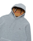 DRIPNORD grey cotton blend hoodie with iconic Burberry check lining in hood. Features embroidered logo.
