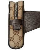 DRIPNORD Gucci GG canvas belt bag in brown with leather trim and silver zipper. Measures 22cm W x 15cm H x 5cm D.