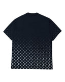 DRIPNORD black t-shirt with all-over grey Louis Vuitton monogram pattern fading from bottom to top. Short sleeves, crew neck.