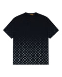 DRIPNORD black t-shirt with all-over grey Louis Vuitton monogram pattern fading from top to bottom.