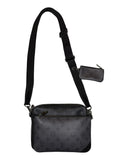 DRIPNORD Louis Vuitton Trio Messenger bag in black monogram canvas with adjustable strap and detachable pouch.