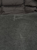 DRIPNORD Moncler hooded cardigan in dark grey knit with quilted puffer detail. Professional fix on back.