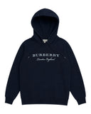 DRIPNORD navy blue cotton Burberry London England hoodie, size M, with embroidered logo on chest.