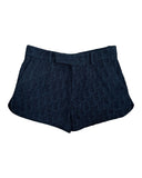 DRIPNORD navy blue terry cloth shorts with all-over Dior logo pattern, size L.