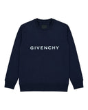DRIPNORD navy blue cotton Givenchy logo sweatshirt with crew neck and ribbed cuffs and hem.