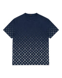 DRIPNORD navy blue cotton t-shirt with all-over Louis Vuitton monogram pattern fading from top to bottom.