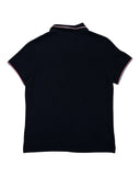DRIPNORD navy blue short sleeve polo shirt with red and white striped collar and cuffs. Size L fits M.