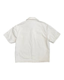 DRIPNORD off-white short-sleeve collared shirt with contrast stitching. Fits M.