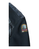 DRIPNORD black Parajumpers Hybridge jacket with textured fabric and iconic PJS patch on sleeve.