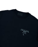 DRIPNORD black cotton PRADA MILANO t-shirt with embroidered logo detail. Size L fits XL.