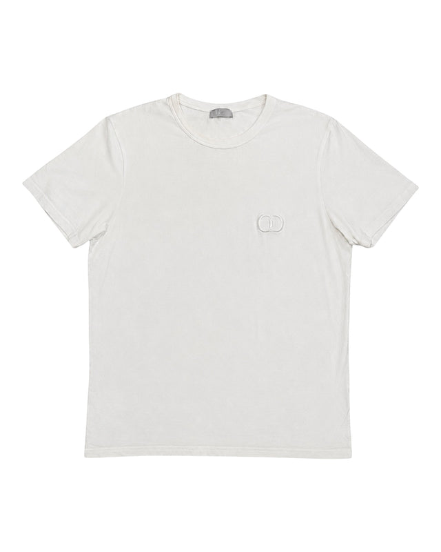 DRIPNORD white cotton t-shirt with embroidered CD Icon logo on chest, crew neck, short sleeves. Size L fits M.