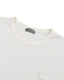 DRIPNORD white cotton DIOR CD ICON t-shirt with embroidered logo and light neck discoloration. Size L fits M.